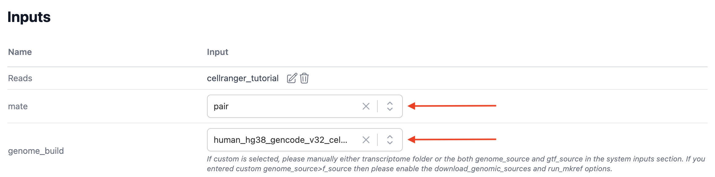 Image showing input configuration