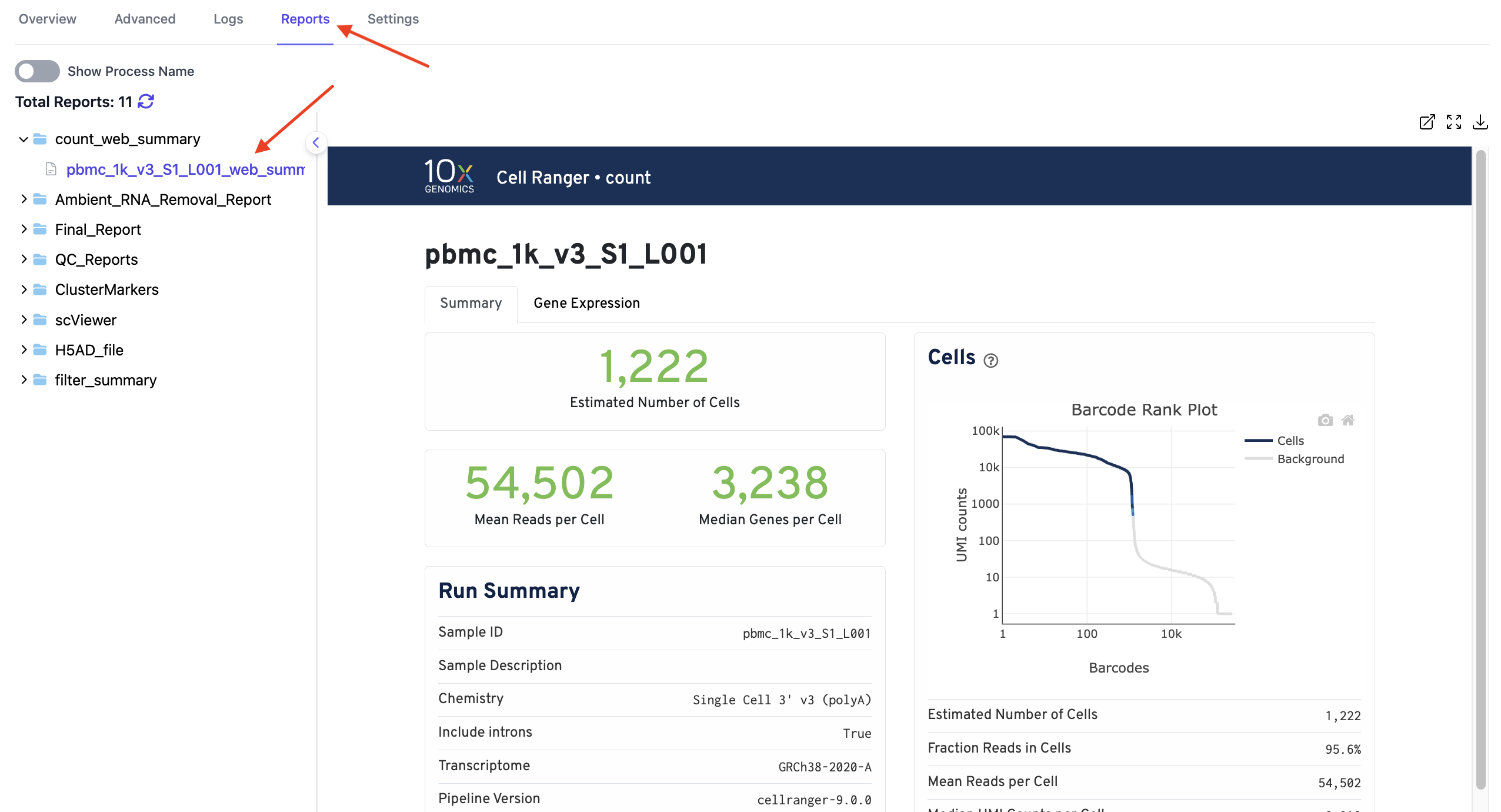 Image showing web summary report