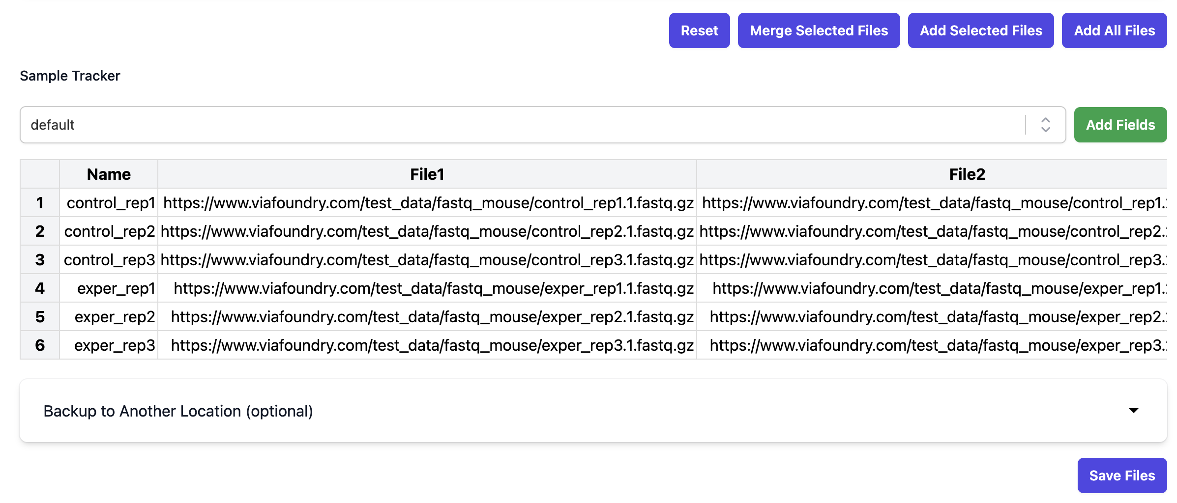 Sample Tracker selection
