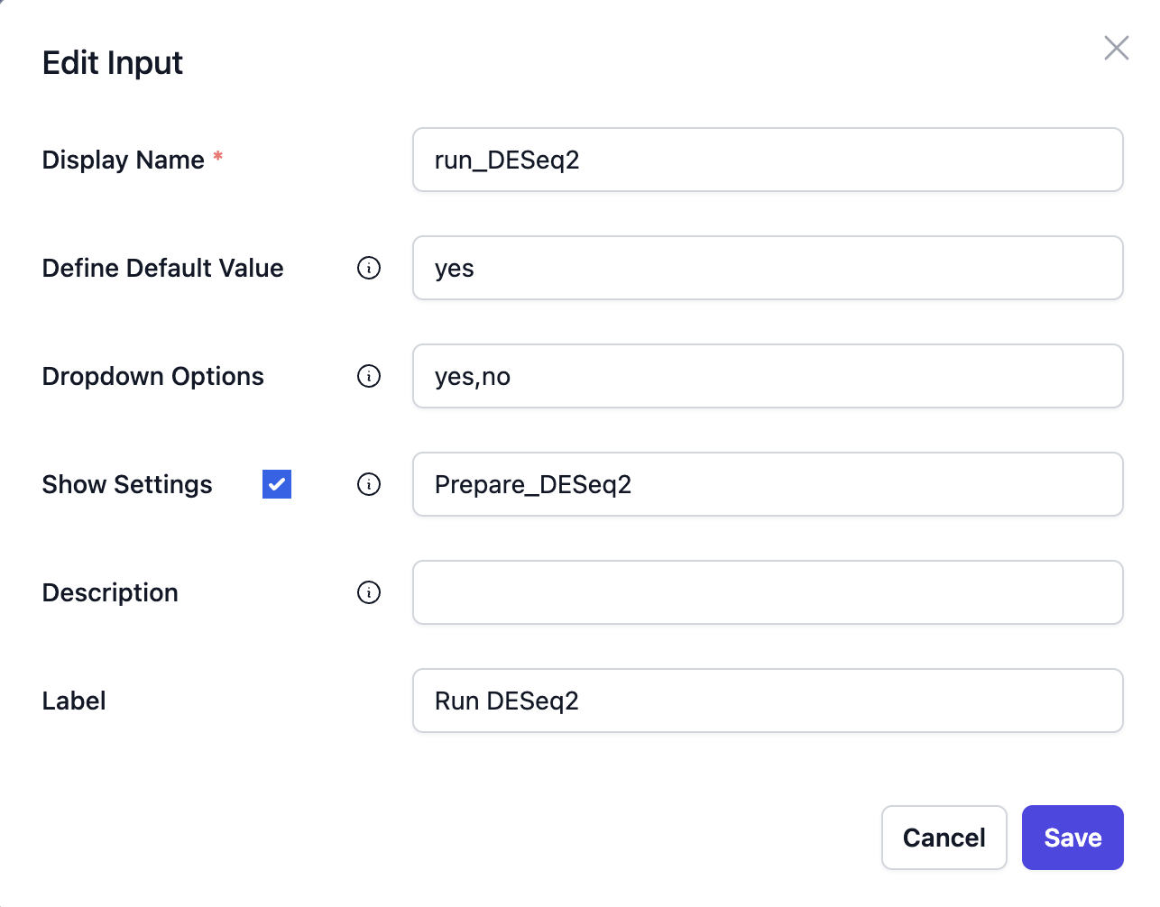 input settings