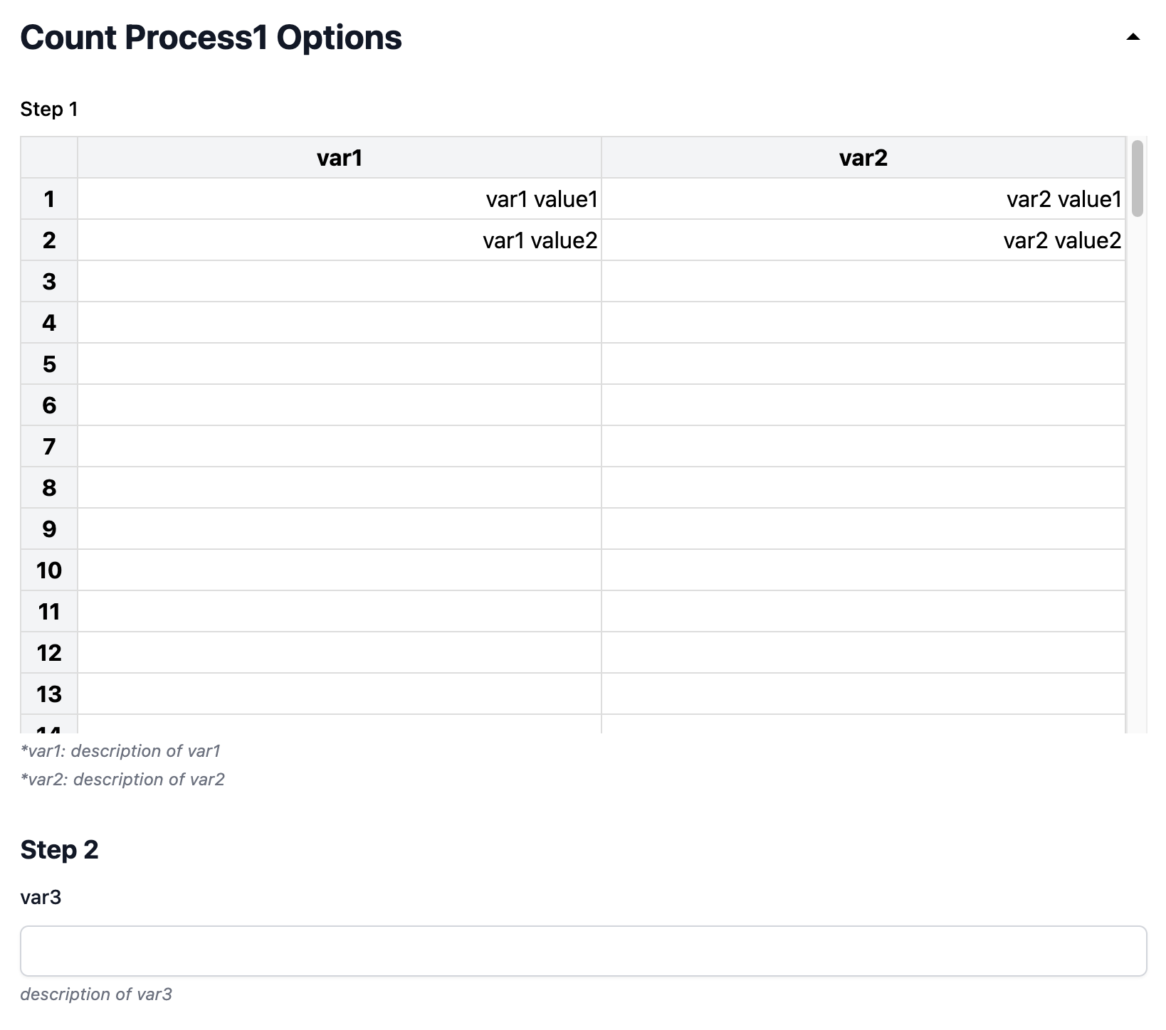 Spreadsheet example