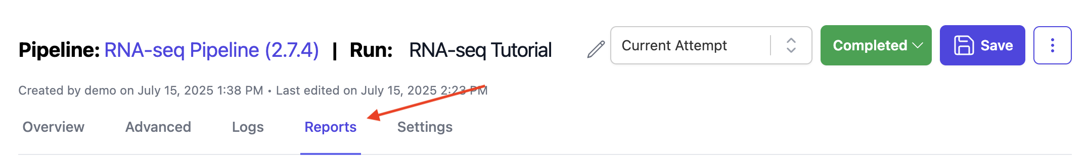 Image of Report Tab